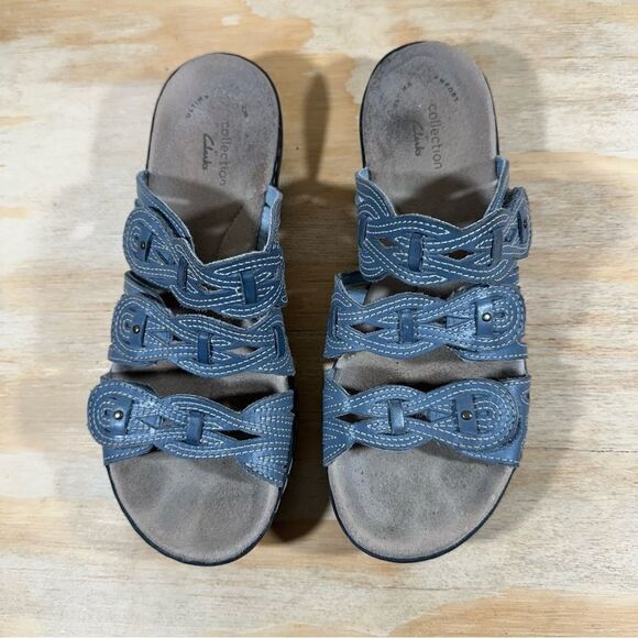 Clark’s Collection Blueish Gray Sandals Women’s Size 7 - Picture 2 of 8
